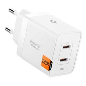 Incarcator pentru Priza, 2x Type-C, 47W, Fast Charging, Quantum Boost - Spigen Essential EE472EU (ACH08707) - White