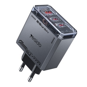 Incarcator priza, 2x USB-C, USB-A, GaN, 65W, Incarcare rapida, Yesido, Alb
