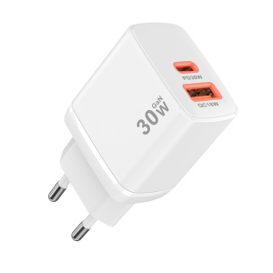 Incarcator Priza 30W, USB + Type-C, Fast Charging PD/QC, SKYDDAR INNOVATION, CH1, set cu sticker, Alb - Img 2