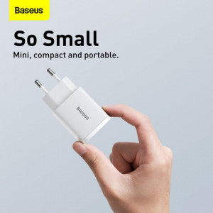 Incarcator priza Compact, USB-C, PD, 20W si USB-A, QC, 3A, Baseus (CCXJ-B02) - Alb - Img 7