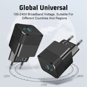 Incarcator Priza Fast Charge 25W, 1xType-C, 1xUSB, SKYDDAR INNOVATION CHPD216, set cu sticker, Alb - Img 2