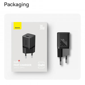 Incarcator Type-C, Fast Charging, GaN, 30W - Baseus (CCGN070401) - Black - Img 7