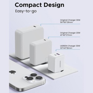 Incarcator USB, Type-C, GaN Fast Charger, 30W, QC3.0, Ugreen X516, Alb - Img 5