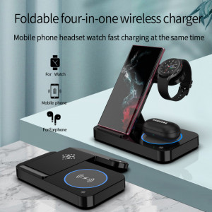 Incarcator Wireless 3 In 1, Fast Charger 15W, Compatibil cu Smartwatch, Casti, Smartphone, Skyddar Wireless Charge - Negru - Img 2