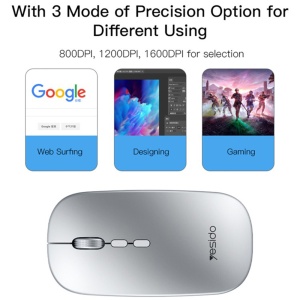 Mouse wireless, 2.4G, 1600 DPI, Ergonomic, Yesido, Negru - Img 10