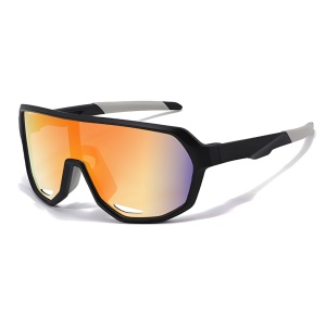 Ochelari de Soare Copii, 4-10 Ani, Filtru UV, Lentila Oglinda, Rama TPE, Desing Sport, set cu sticker, Model 22312, Oranj