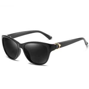 Ochelari de soare dama, protectie UV, rama wayfare, Filtru UV, polarizati (a572), set cu sticker, Negru