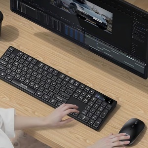 Set tastatura si mouse wireless, 2.4GHz, 104 taste, 1000 DPI, ABS, Yesido, Negru - Img 6