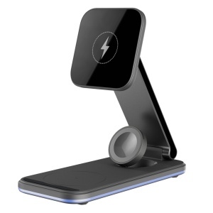 Stand Incarcare Wireless 3 in 1, Proove Energy Fold, 15W, MagSafe, iPhone, AirPods, Apple Watch, Pliabil, Negru