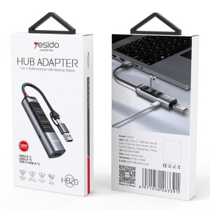 Statie de andocare 5in1, USB si Type-C, PD 100W, 5Gbps, Yesido, Gri - Img 7