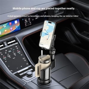 Suport auto 2 in 1, Suport pahar si telefon, Brat flexibil, 4.7-7.2 inch, Yesido, Negru - Img 4