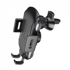 Suport auto premium cu incarcare wireless 10W, prindere bord / grila ventilatie / geam, Techsuit (CAPD032) - Negru