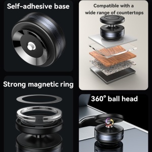 Suport auto telefon, Ventuza electrica, Rotire 360 grade, Panou de bord, Yesido, Negru - Img 6