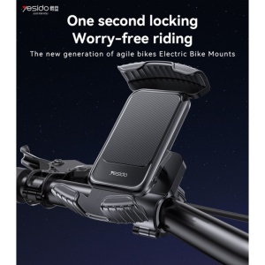 Suport telefon bicicleta, Rotire 360, One-touch stabilization, 4.7-7 inch, Yesido, Negru - Img 2