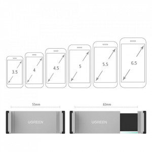 Suport Telefon Grila Ventilatie, Ugreen 360 Rotation Angle, Negru Gray - Img 6