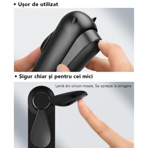 Ventilator Ultra Portabil 3 in 1, De Mână, De Birou, De Gât, 3 Trepte Viteza, Pliabil cu baterie Portabila 2000mAh, Autonomie 20h, SKDR AirMini - Negru - Img 6