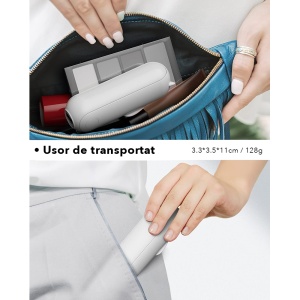 Ventilator Ultra Portabil 3 in 1, De Mână, De Birou, De Gât, 3 Trepte Viteza, Pliabil cu baterie Portabila 2000mAh, Autonomie 20h, SKDR AirMini - Alb - Img 2