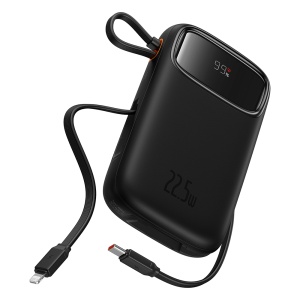 Acumulator Extern Lightning, 2x Type-C, USB, 22.5W, 20000mAh + Cablu Type-C, 30cm - Baseus Qpow Pro+ (P10055002113-00) - Black