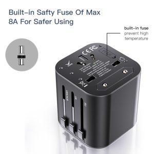 Adaptor de priza universal, Travel, EU, UK, US, AUS, 3.4A, ABS, Yesido, Alb - Img 6