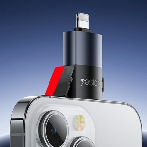 Adaptor Lightning la MicroSD, Card Reader TF, 480Mbps, Aliaj Aluminiu, Yesido, Gri - Img 4