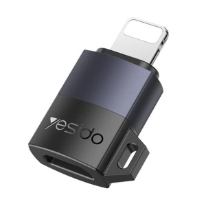 Adaptor OTG, Lightning la Type-C, 27W, 480Mbps, Aliaj aluminiu, Yesido, Gri