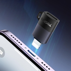 Adaptor OTG, Lightning la Type-C, 27W, 480Mbps, Aliaj aluminiu, Yesido, Gri - Img 5