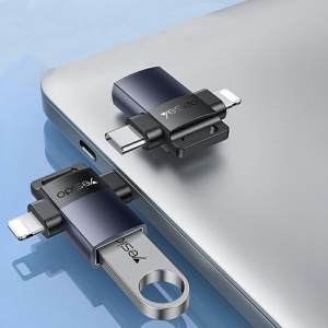 Adaptor OTG, USB la Lightning si Type-C, 5Gbps, Aliaj Aluminiu, Yesido, Argintiu - Img 4