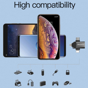 Adaptor USB 3.0 la Lightning, Micro-Usb, Type-C, 480Mbps, Yesido (GS15) - Negru - Img 6