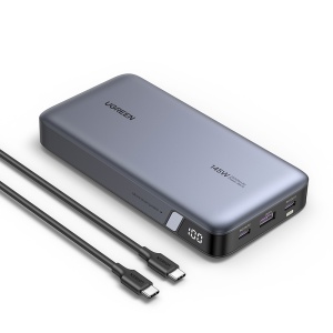 Baterie Externa cu Display Digital, USB, 2x Type-C, 25000mAh, PD3.0, 145W, 5V/3A, Ugreen PB205 - Space Gray