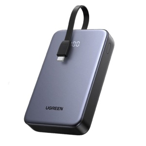 Baterie Externa USB, USB-C cu Cablu Type-C, 20000mAh, Fast Charging, 22.5W, 5V/3A, Ugreen PB505 - Gri