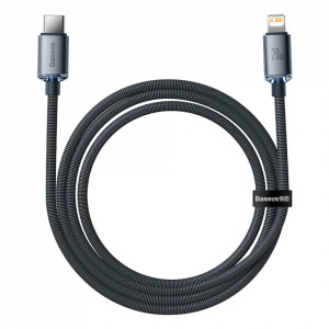 Cablu de date Type-C la Lightning, 20W, 1.2m, Baseus Crystal Shine (CAJY000201) - Negru - Img 3