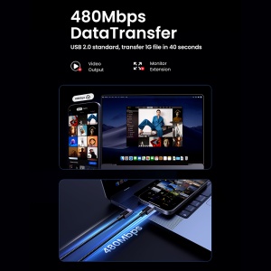 Cablu de Date USB-C la Type-C, PD240W, 5A, 480Mbps, 2m, Ugreen L513 - Space Gray - Img 5