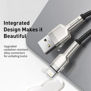 Cablu de Date USB la Lightning 2.4A, 2m, Baseus Cafule - Negru - Img 5