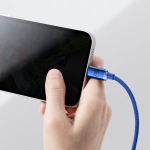 Cablu de date USB la Lightning, 2.4A, 2m, Baseus Crystal Shine (CAJY000103) - Albastru - Img 5