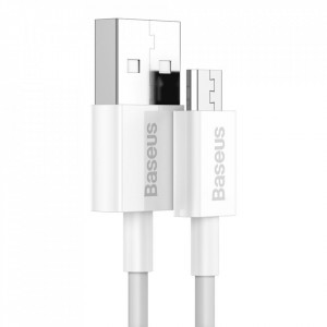 Cablu de date USB la Micros-USB, 2A, 1m, Baseus Superior Series (CAMYS-02) - Alb - Img 2