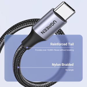 Cablu de Date USB la Type-C, PD18W, 3A, 480Mbps, QC3.0, 1m, Ugreen US288 - Space Gray - Img 3