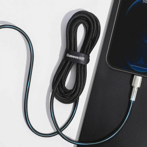 Cablu Type-C to Lightning, Fast Charging PD20W, 480Mbps, 2.4A, 1m - Baseus Cafule Series Metal (CATLJK-A01) - Black - Img 5
