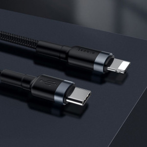 Cablue de date Type-C la Lightning, PD 18W, 1m, Cafule Baseus - Gri Negru - Img 7