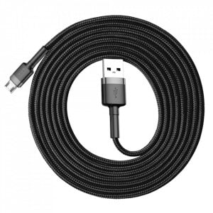 Cablue de date USB la Micro-USB, 1.5A, 2m, Cafule Baseus (CAMKLF-CG1) - Gri Negru - Img 4