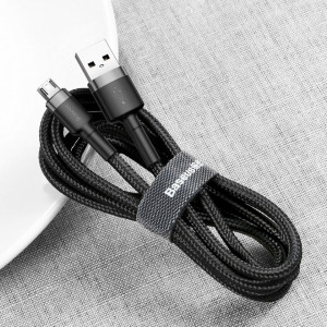 Cablue de date USB la Micro-USB, 2A, 3m, Cafule Baseus - Gri Negru - Img 8