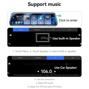 Camera auto oglinda, Dash Cam 4K, CarPlay, Android Auto, Ecran 9.66 inch, WiFi, Bluetooth 5.2, Yesido, Negru - Img 2