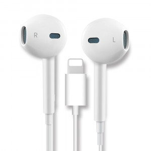Casti Audio Stereo Lightning cu Microfon, 1.2m, Yesido (YH-28) - Alb