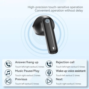 Casti wireless, Bluetooth 5.3, Control tactil, Difuzor 13mm, Bass, Yesido, Alb - Img 6