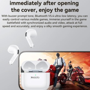 Casti wireless, Bluetooth 5.4, Microfon ENC, Half-in-ear, Yesido, Alb - Img 6