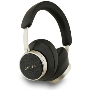 Casti Wireless Bluetooth cu ANC, Guess, GUBHC15P4MRSCW, Design On-Ear, Piele Eco, Logo 4G Clasic, Negru
