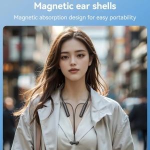 Casti Wireless Neckband, Bluetooth v5.3, Baterie 500mAh, Autonomie 80h, Magnetic, Yesido, Negru - Img 4