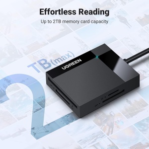 Cititor de Carduri 4in1 USB3.0 la SD/TF/CF/MS, Ugreen CR125, Negru - Img 3