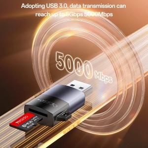 Cititor de carduri, USB 3.0, Micro SD, TF, 5Gbps, Aluminiu, Yesido, Gri - Img 6