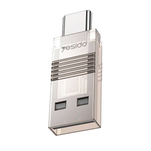 Cititor de carduri, USB la Type-C, Slot TF, 480 Mbps, Policarbonat, Yesido, Gri
