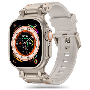Curea pentru Apple Watch 42/44/45/46/49mm, Bratara Silicon, set cu sticker, Model W064, Argintiu